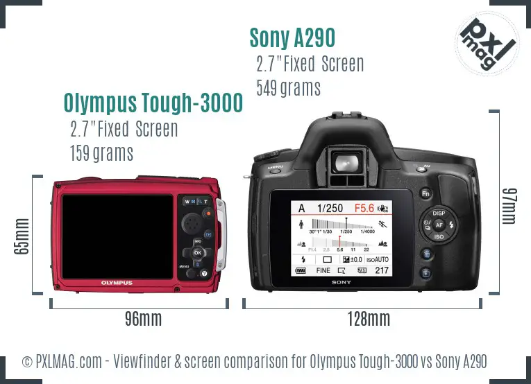 Olympus Tough-3000 vs Sony A290 Screen and Viewfinder comparison