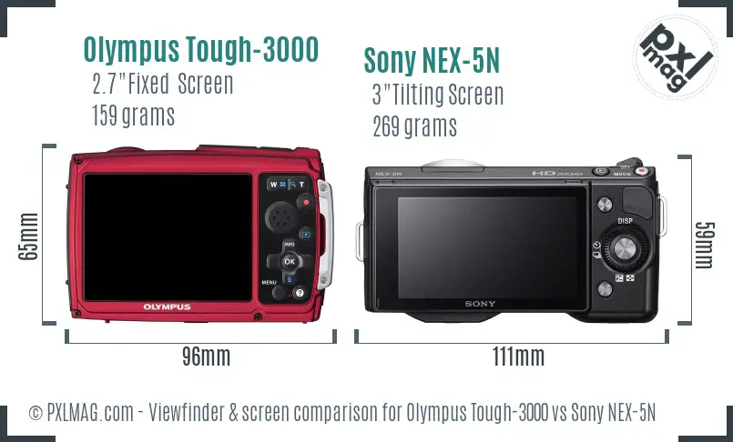 Olympus Tough-3000 vs Sony NEX-5N Screen and Viewfinder comparison