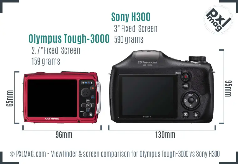 Olympus Tough-3000 vs Sony H300 Screen and Viewfinder comparison