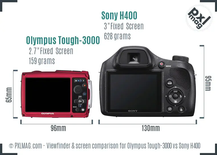 Olympus Tough-3000 vs Sony H400 Screen and Viewfinder comparison