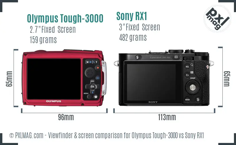 Olympus Tough-3000 vs Sony RX1 Screen and Viewfinder comparison
