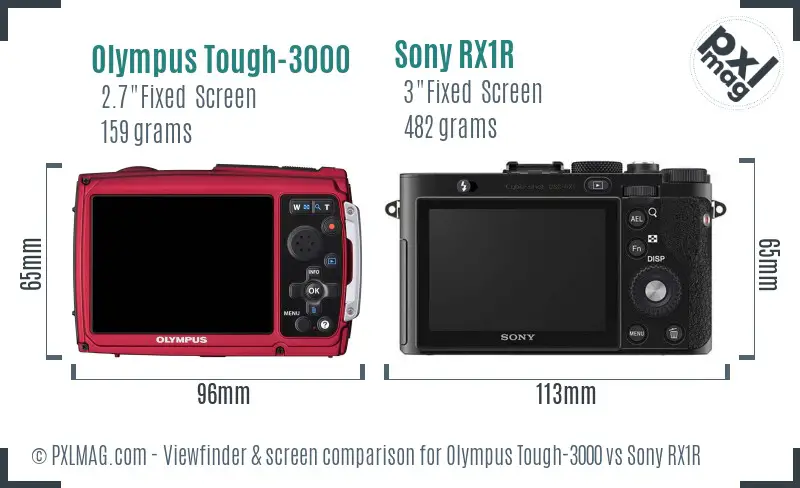 Olympus Tough-3000 vs Sony RX1R Screen and Viewfinder comparison