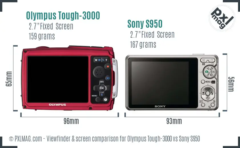 Olympus Tough-3000 vs Sony S950 Screen and Viewfinder comparison