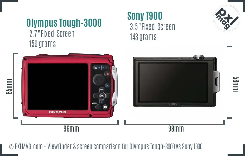 Olympus Tough-3000 vs Sony T900 Screen and Viewfinder comparison