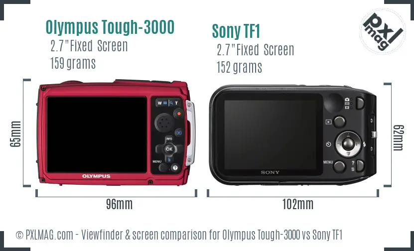 Olympus Tough-3000 vs Sony TF1 Screen and Viewfinder comparison