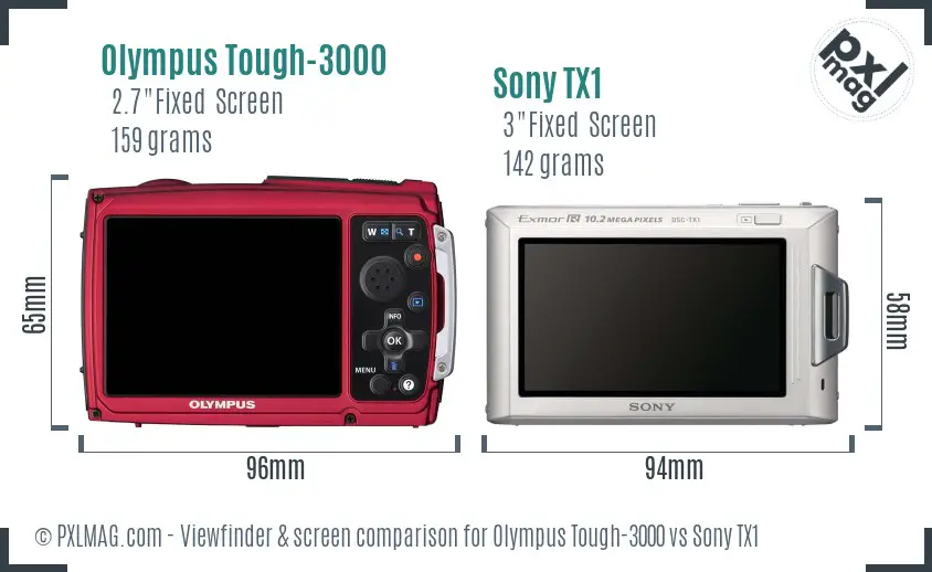 Olympus Tough-3000 vs Sony TX1 Screen and Viewfinder comparison