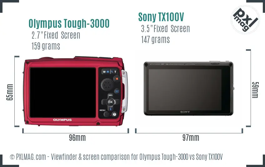 Olympus Tough-3000 vs Sony TX100V Screen and Viewfinder comparison