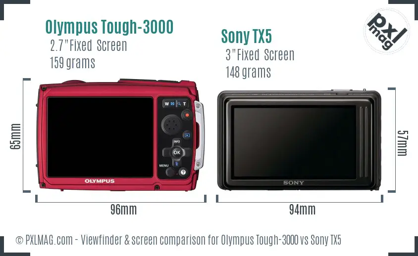 Olympus Tough-3000 vs Sony TX5 Screen and Viewfinder comparison