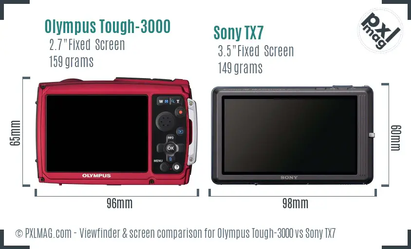 Olympus Tough-3000 vs Sony TX7 Screen and Viewfinder comparison