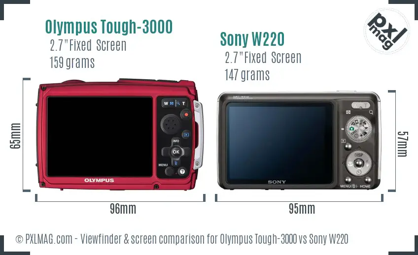 Olympus Tough-3000 vs Sony W220 Screen and Viewfinder comparison