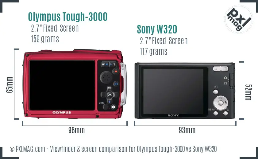Olympus Tough-3000 vs Sony W320 Screen and Viewfinder comparison