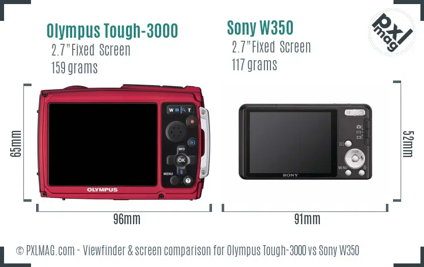 Olympus Tough-3000 vs Sony W350 Screen and Viewfinder comparison