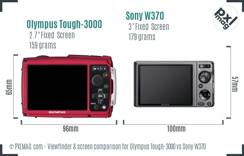 Olympus Tough-3000 vs Sony W370 Screen and Viewfinder comparison