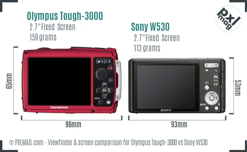 Olympus Tough-3000 vs Sony W530 Screen and Viewfinder comparison