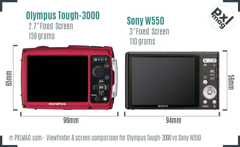 Olympus Tough-3000 vs Sony W550 Screen and Viewfinder comparison