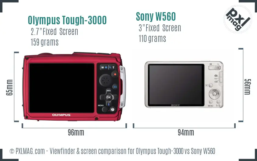 Olympus Tough-3000 vs Sony W560 Screen and Viewfinder comparison