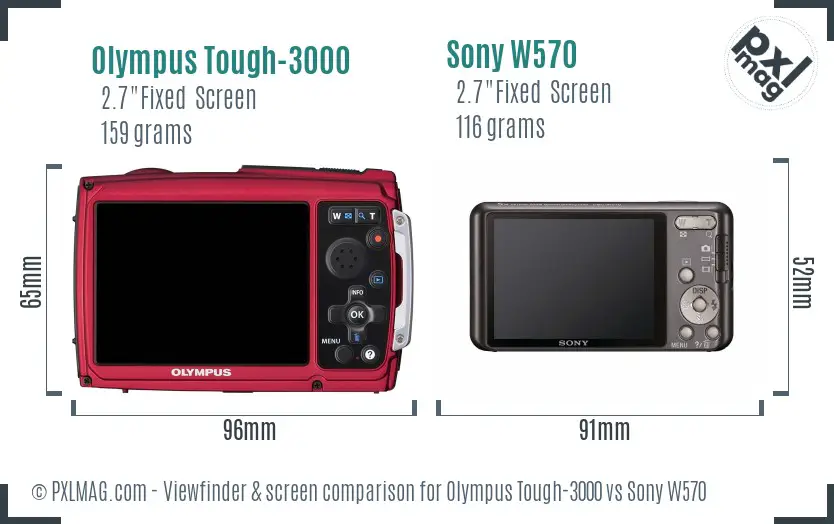 Olympus Tough-3000 vs Sony W570 Screen and Viewfinder comparison