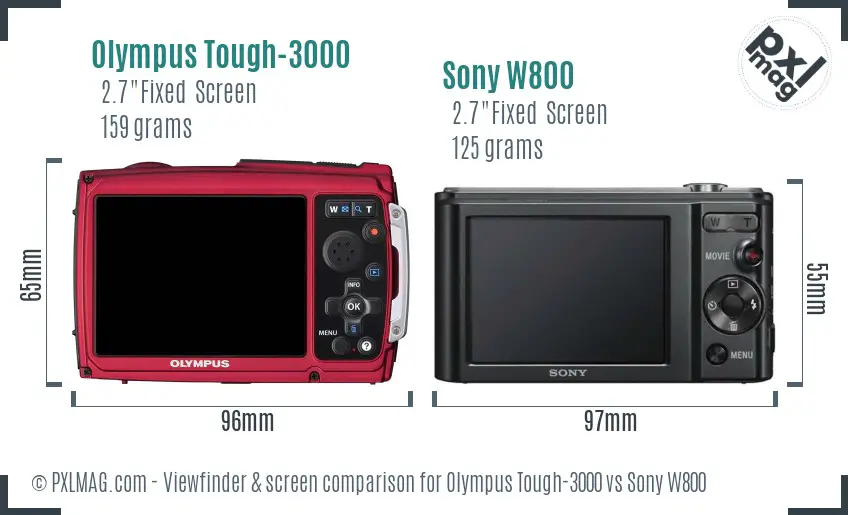 Olympus Tough-3000 vs Sony W800 Screen and Viewfinder comparison