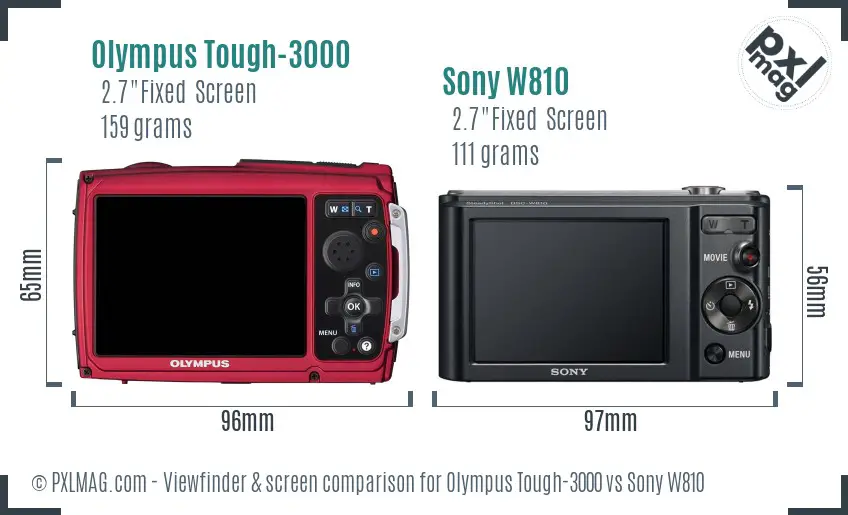 Olympus Tough-3000 vs Sony W810 Screen and Viewfinder comparison