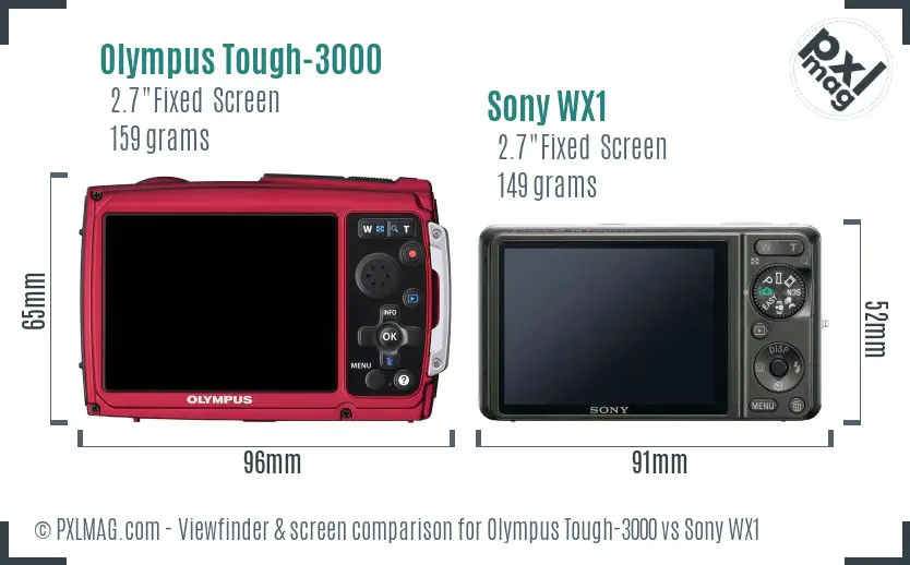 Olympus Tough-3000 vs Sony WX1 Screen and Viewfinder comparison