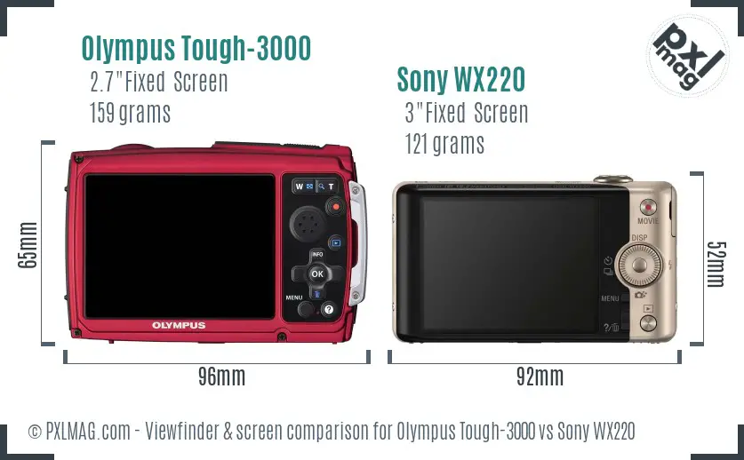Olympus Tough-3000 vs Sony WX220 Screen and Viewfinder comparison