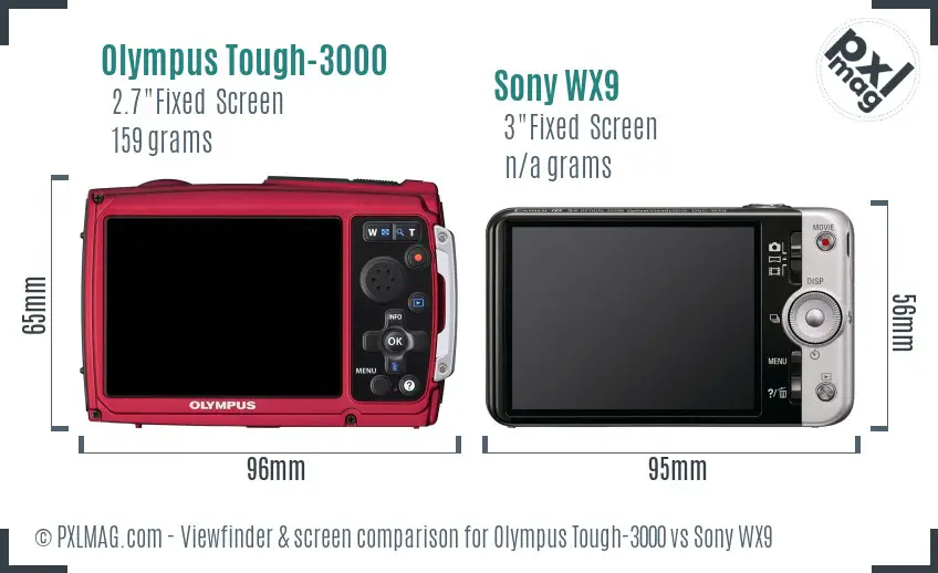 Olympus Tough-3000 vs Sony WX9 Screen and Viewfinder comparison