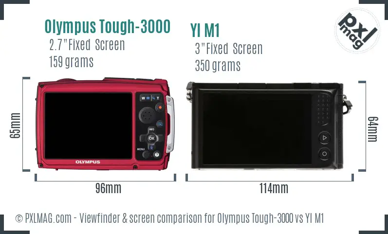 Olympus Tough-3000 vs YI M1 Screen and Viewfinder comparison