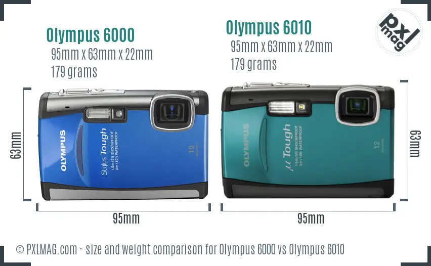 Olympus 6000 vs Olympus 6010 size comparison