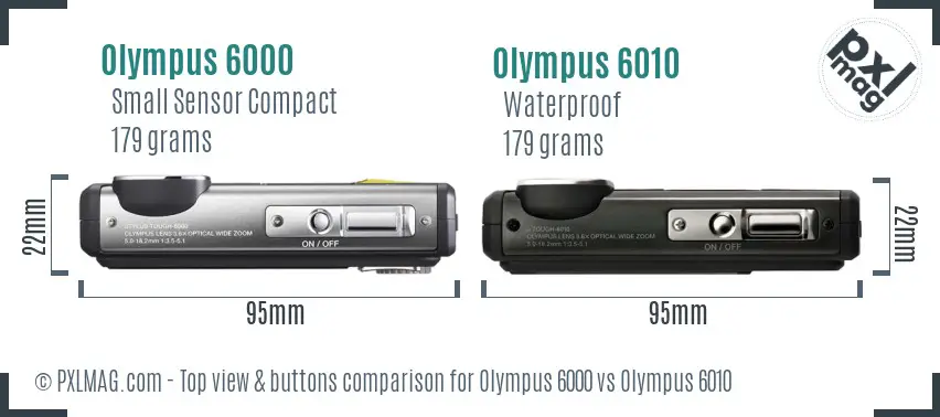 Olympus 6000 vs Olympus 6010 top view buttons comparison