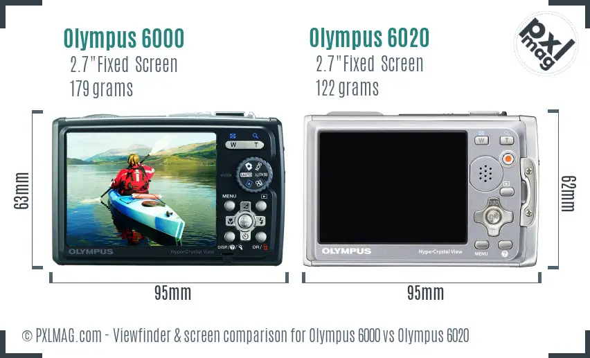 Olympus 6000 vs Olympus 6020 Screen and Viewfinder comparison