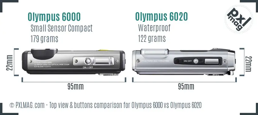 Olympus 6000 vs Olympus 6020 top view buttons comparison