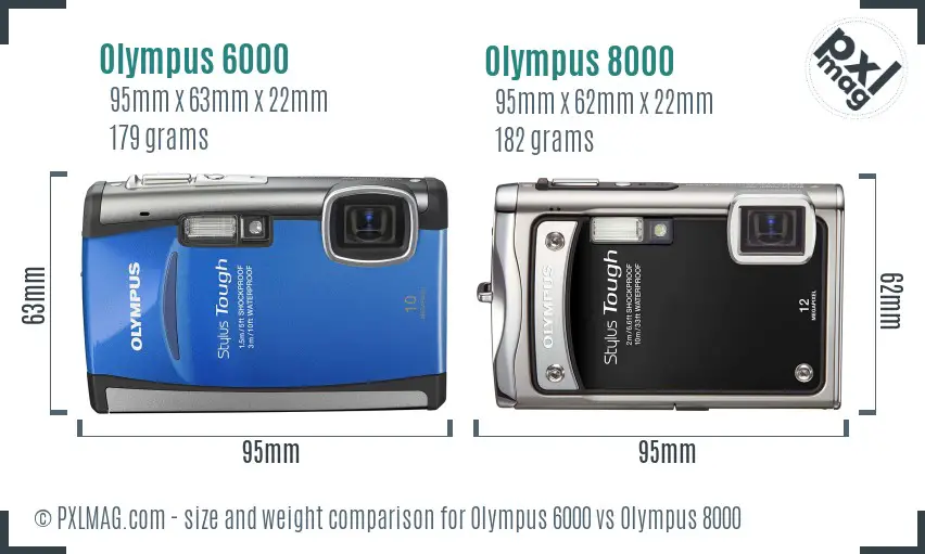 Olympus 6000 vs Olympus 8000 size comparison