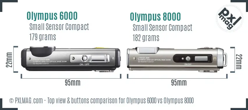 Olympus 6000 vs Olympus 8000 top view buttons comparison
