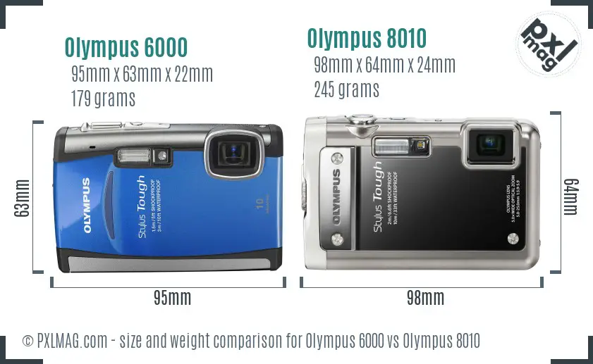 Olympus 6000 vs Olympus 8010 size comparison