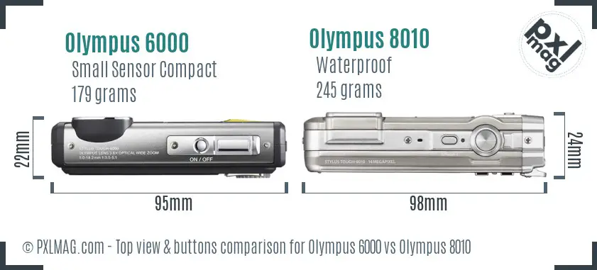 Olympus 6000 vs Olympus 8010 top view buttons comparison