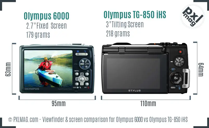 Olympus 6000 vs Olympus TG-850 iHS Screen and Viewfinder comparison