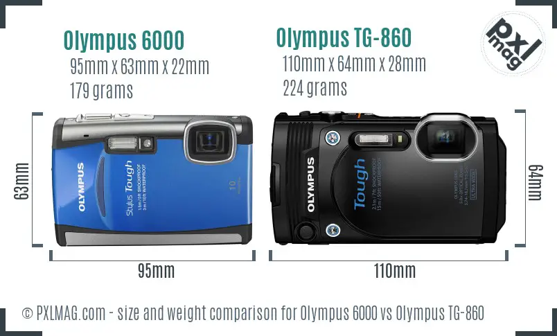 Olympus 6000 vs Olympus TG-860 size comparison