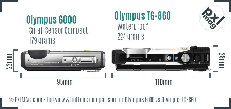 Olympus 6000 vs Olympus TG-860 top view buttons comparison