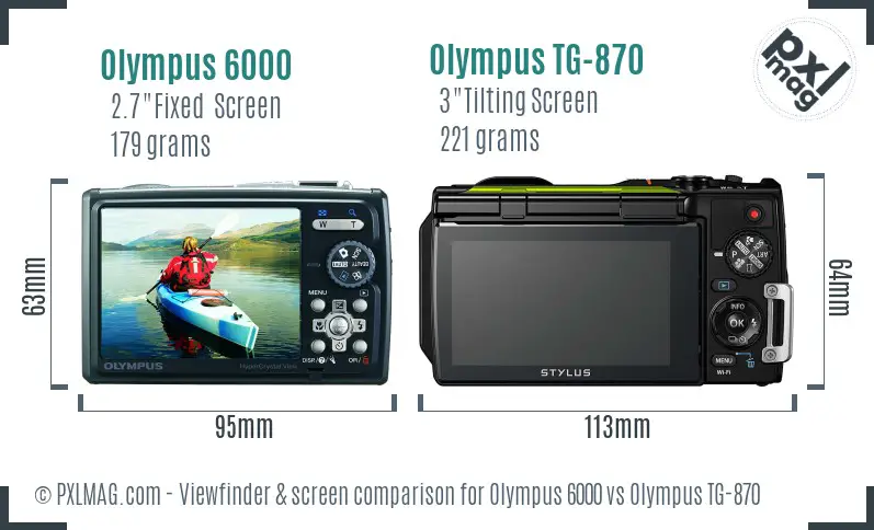 Olympus 6000 vs Olympus TG-870 Screen and Viewfinder comparison