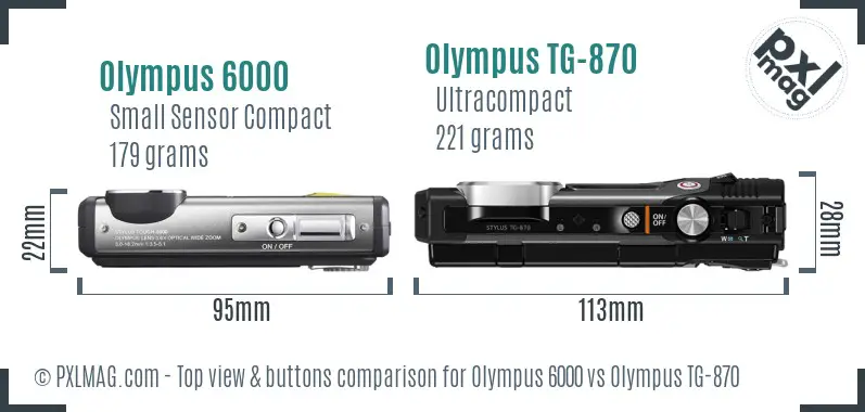 Olympus 6000 vs Olympus TG-870 top view buttons comparison