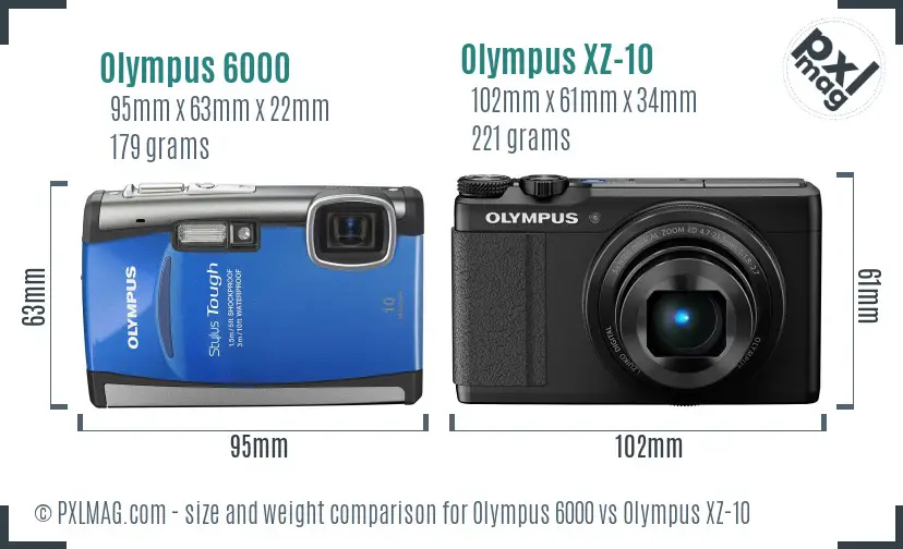 Olympus 6000 vs Olympus XZ-10 size comparison