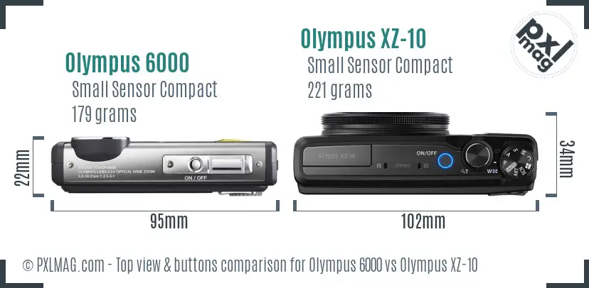 Olympus 6000 vs Olympus XZ-10 top view buttons comparison