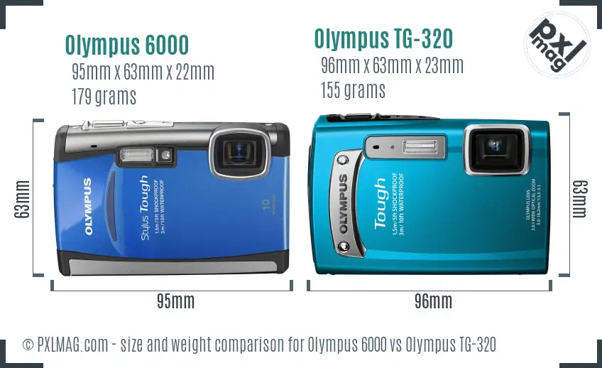 Olympus 6000 vs Olympus TG-320 size comparison