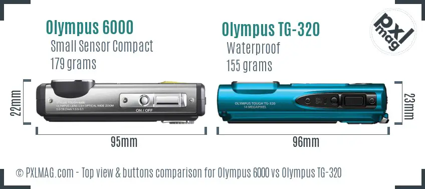 Olympus 6000 vs Olympus TG-320 top view buttons comparison
