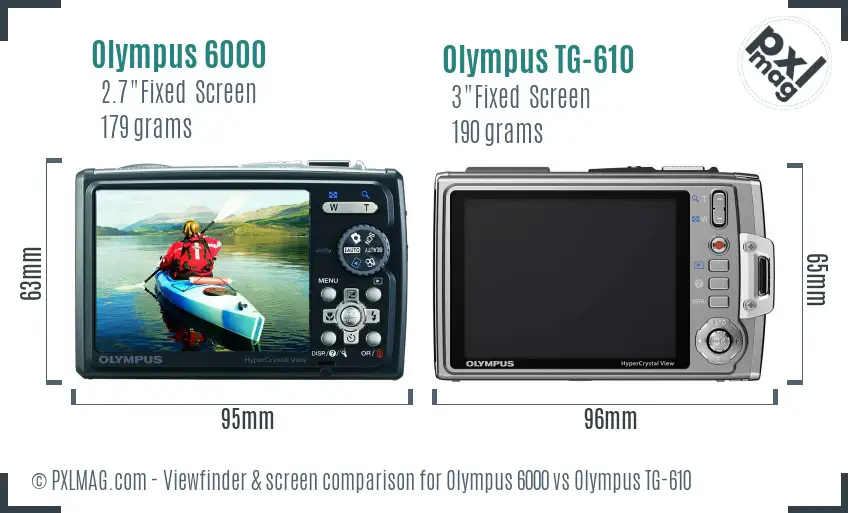 Olympus 6000 vs Olympus TG-610 Screen and Viewfinder comparison