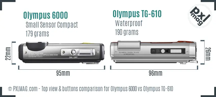 Olympus 6000 vs Olympus TG-610 top view buttons comparison