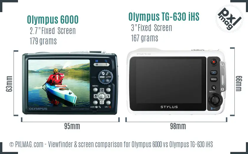 Olympus 6000 vs Olympus TG-630 iHS Screen and Viewfinder comparison
