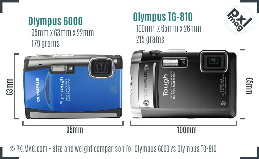 Olympus 6000 vs Olympus TG-810 size comparison