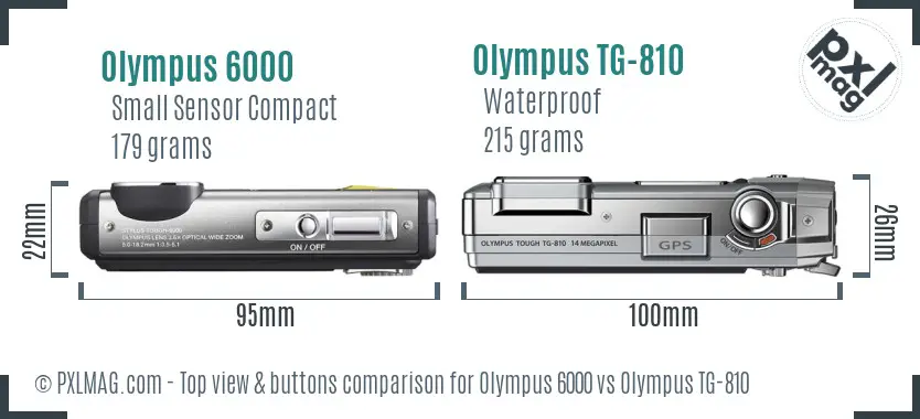 Olympus 6000 vs Olympus TG-810 top view buttons comparison