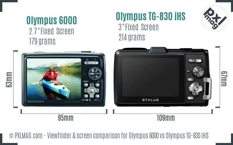 Olympus 6000 vs Olympus TG-830 iHS Screen and Viewfinder comparison